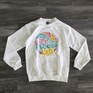 White Life Beyond Likes Sweatshirt Long Sleeve